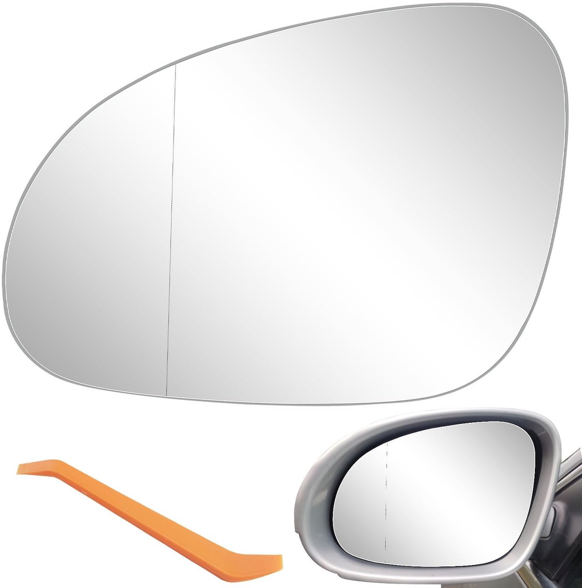 Dailygoods- Buitenspiegelglas verwarming - Vervangingsspiegelglas - Asferisch - Compatibel met VW Golf 5 - Passat B6 - Jetta 5 - Links - Achteruitkijkspiegel