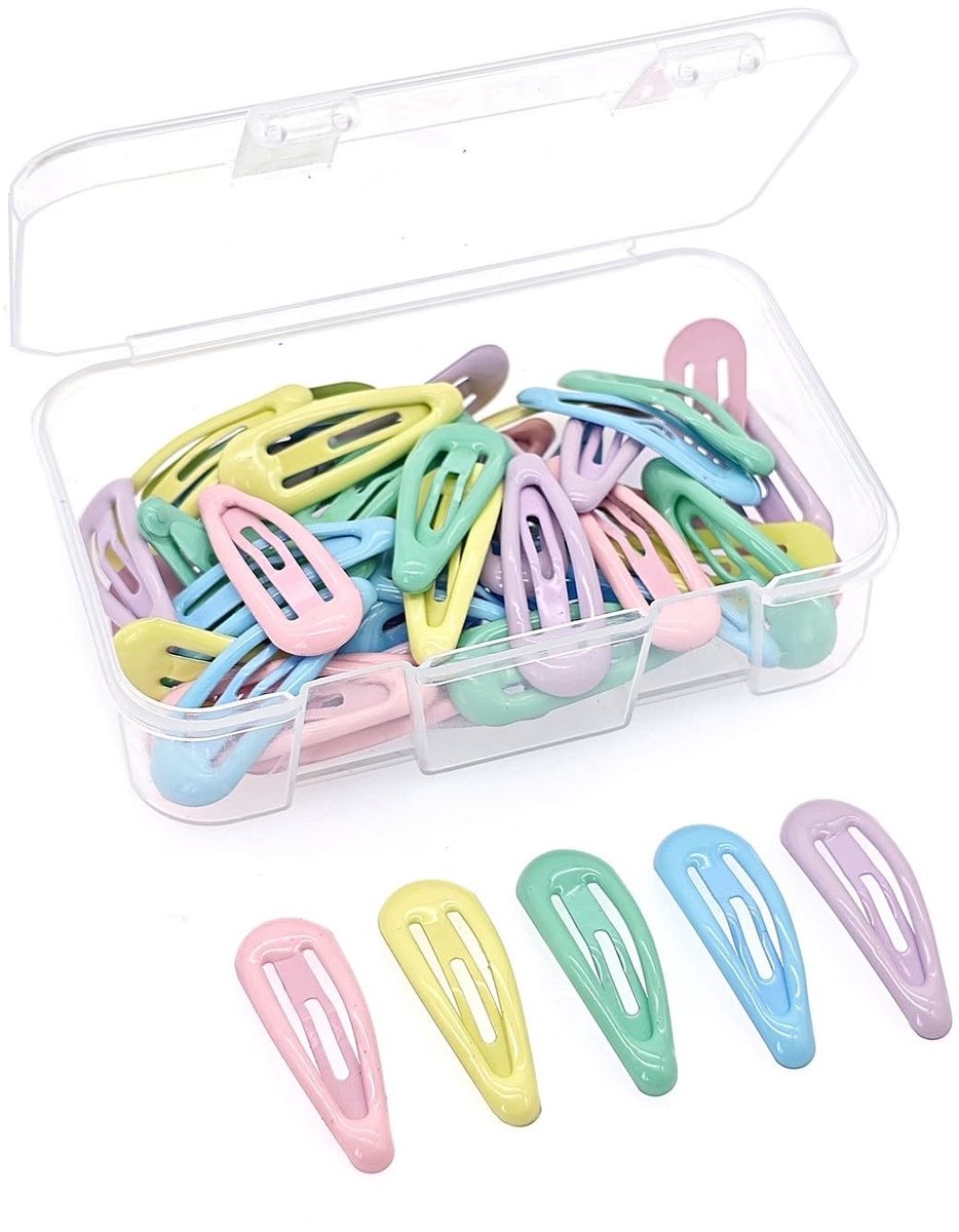 Dailygoods - Mini Haarspeldjes - Haaraccessoires voor Kinderen - Macaron Kleuren - Voor Peuters en Kleine Meisjes - 50 Stuks in Opbergdoos