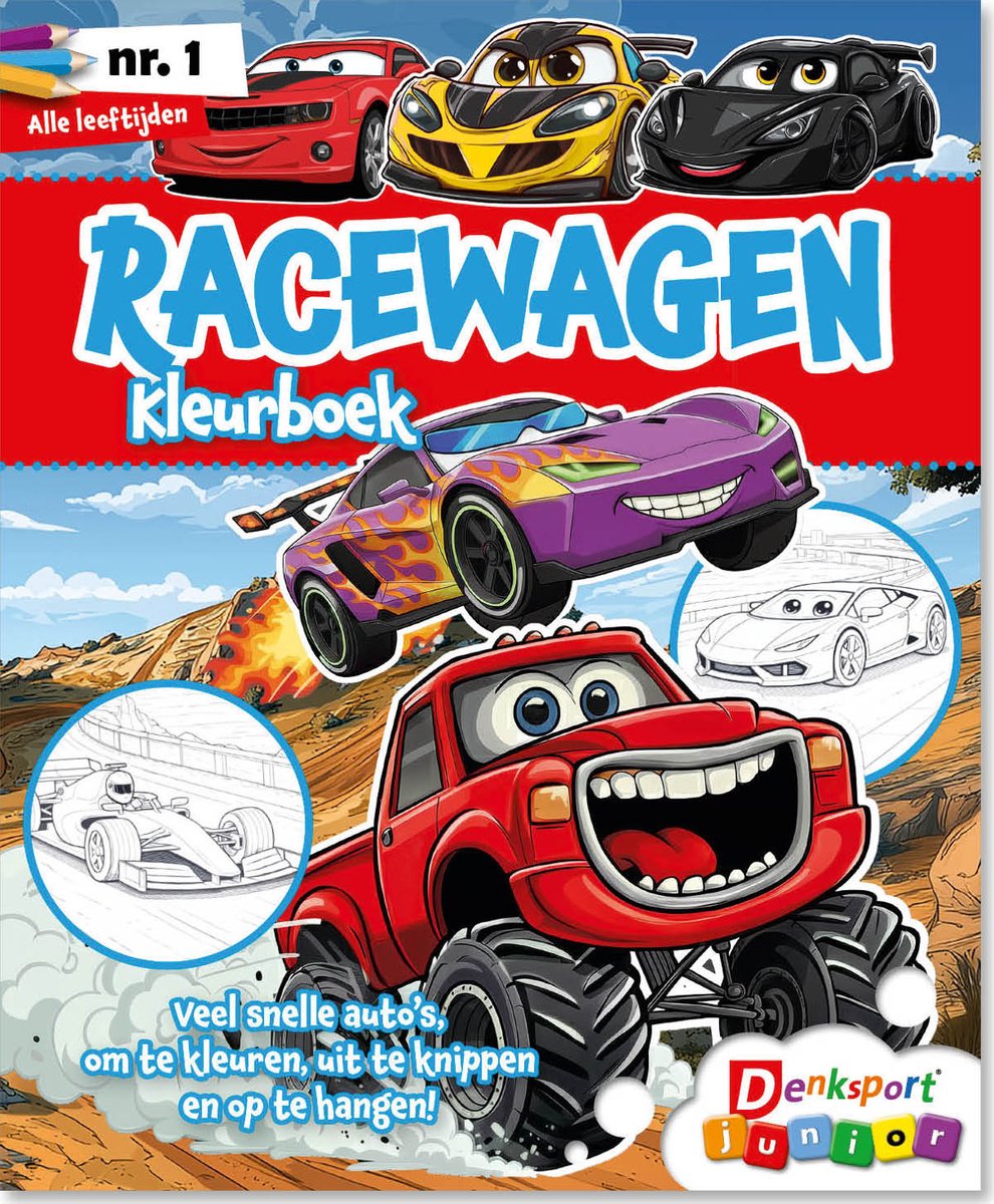 Denksport Junior Puzzelboek - Racewagen Kleurboek, editie 1