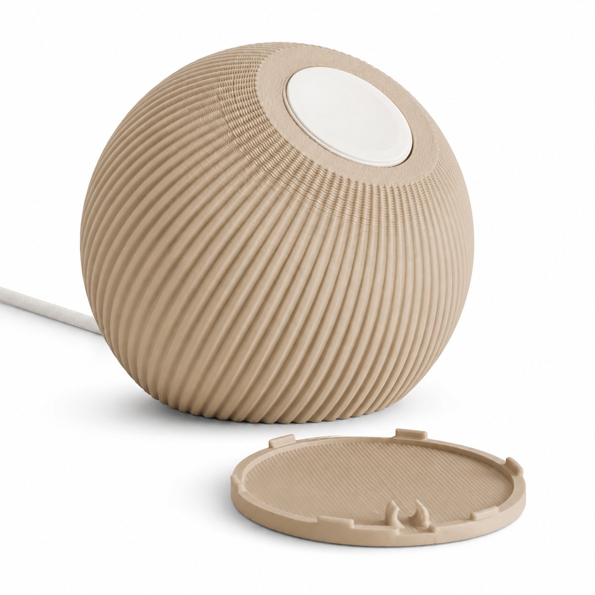Skushy Apple Watch Oplaadstandaard Bol Design - Apple Watch Houder - Laadstation - Oplaaddock - Kabel Organizer - Kabelopberger - Magnetische Oplader Houder - Nachtkastje Dock - Bureau Accessoire - Latte