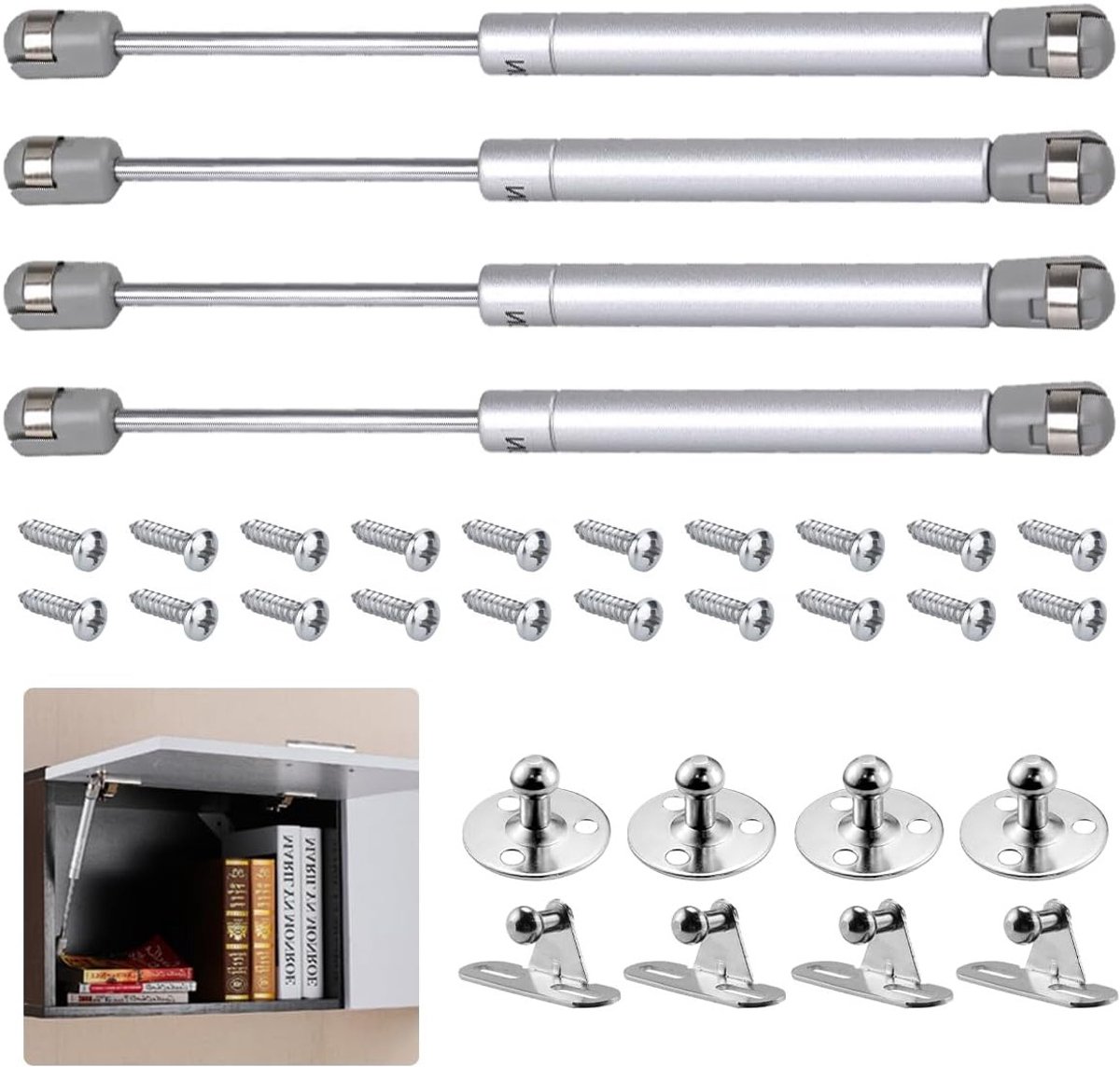 Set van 4 Gasdempers met Ventielveren 150N, Hydraulische Drukveren voor Keukenmeubels en Soft-Close Deuren
