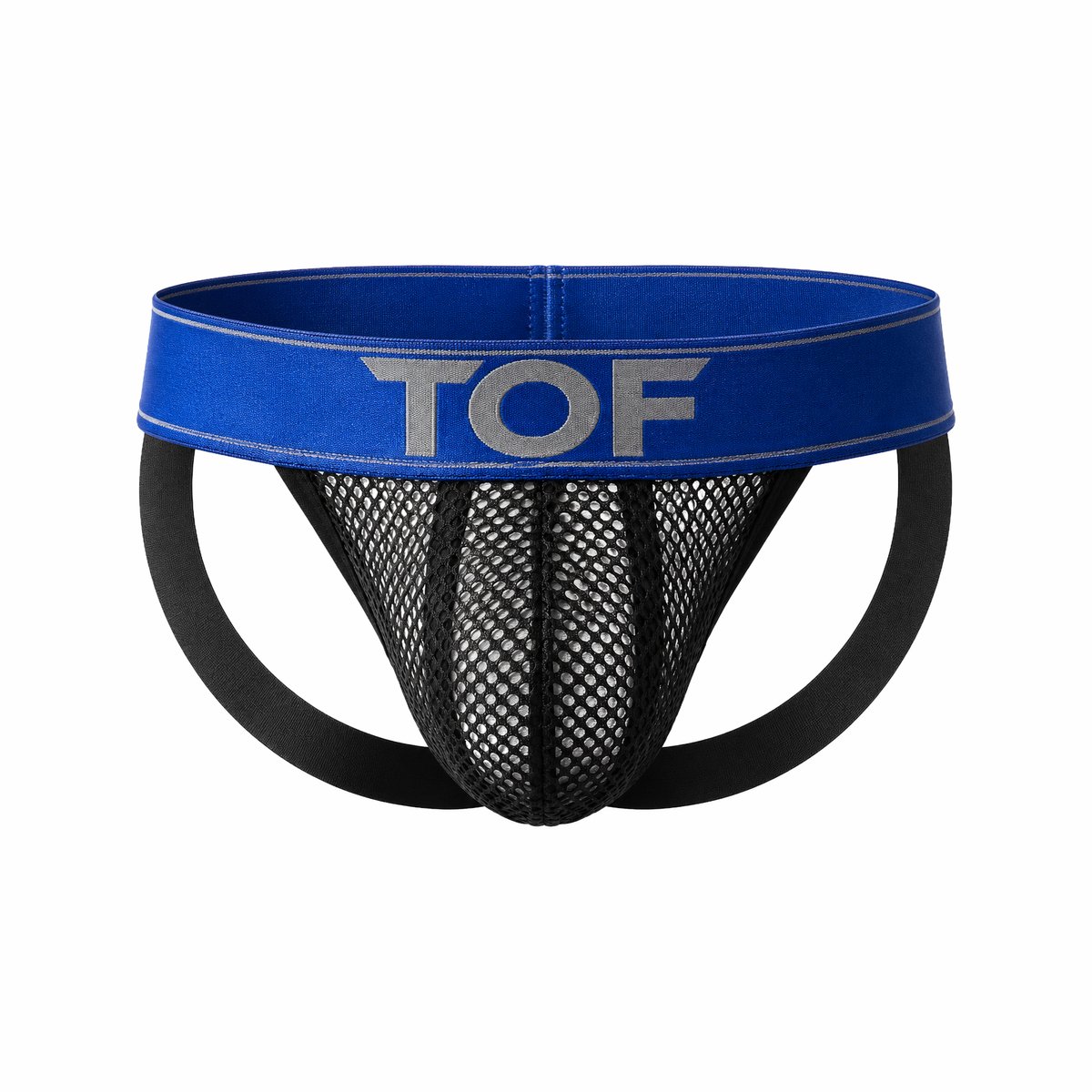 TOF Paris Mesh Jock Black/Blue - MAAT XL - Heren Ondergoed - Jockstrap voor Man - Mannen Jock