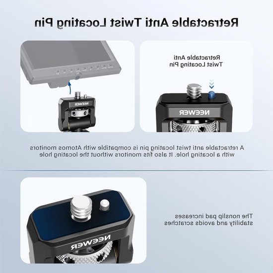 Snel te bevestigen monitorsteun voor smartphone cage, video rig stabilizer en mobiele fotografie accessoires, geschikt voor iPhone, Samsung en Android F700 camera veldmonitor — afbeelding 3