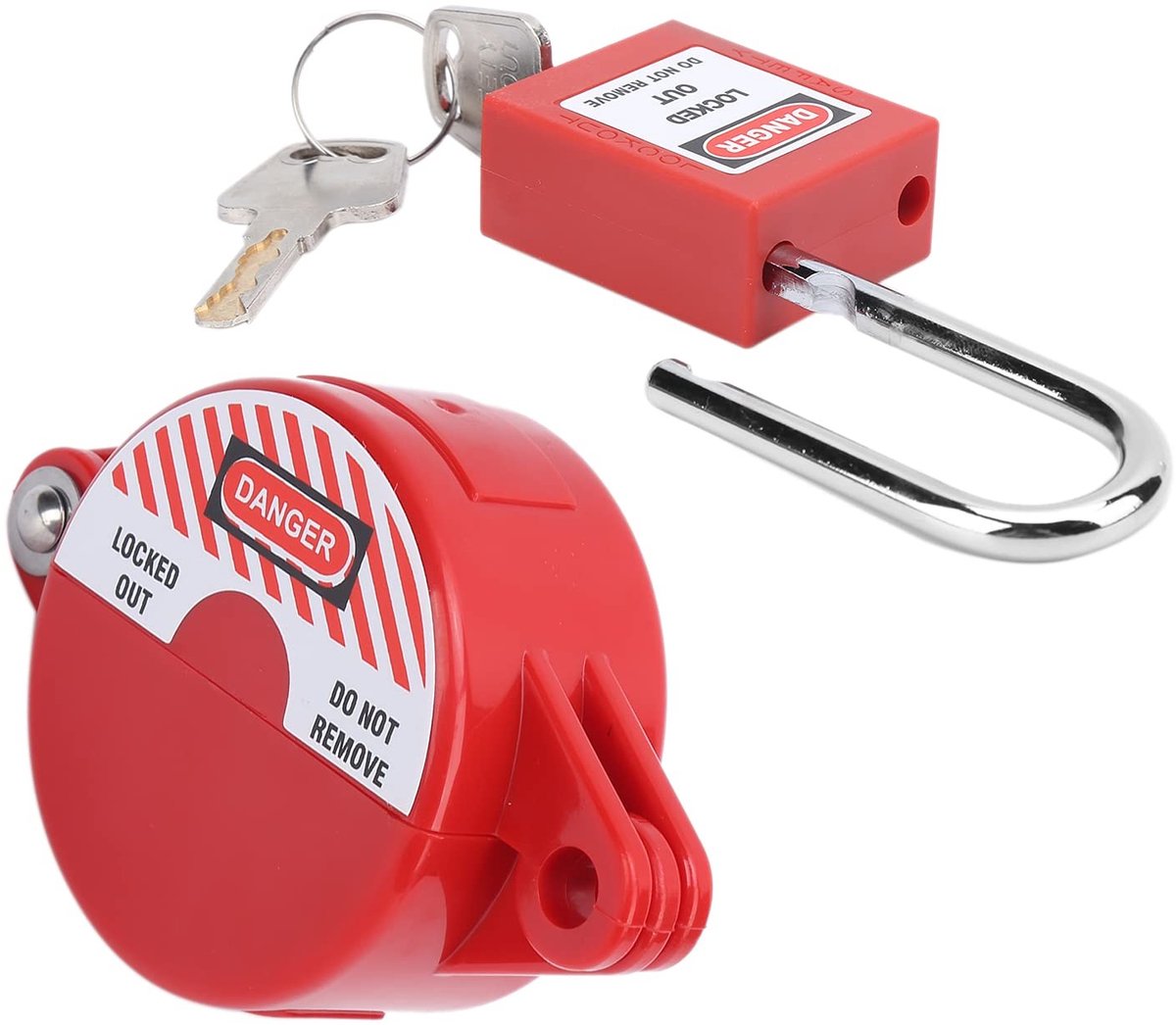 Dailygoods- Klepvergrendeling Veiligheid - Hangslot - Hangslot met sleutel - Geschikt voor gaskleppen - Watermeterkleppen - Vergrendelingsstraallengte 38 mm