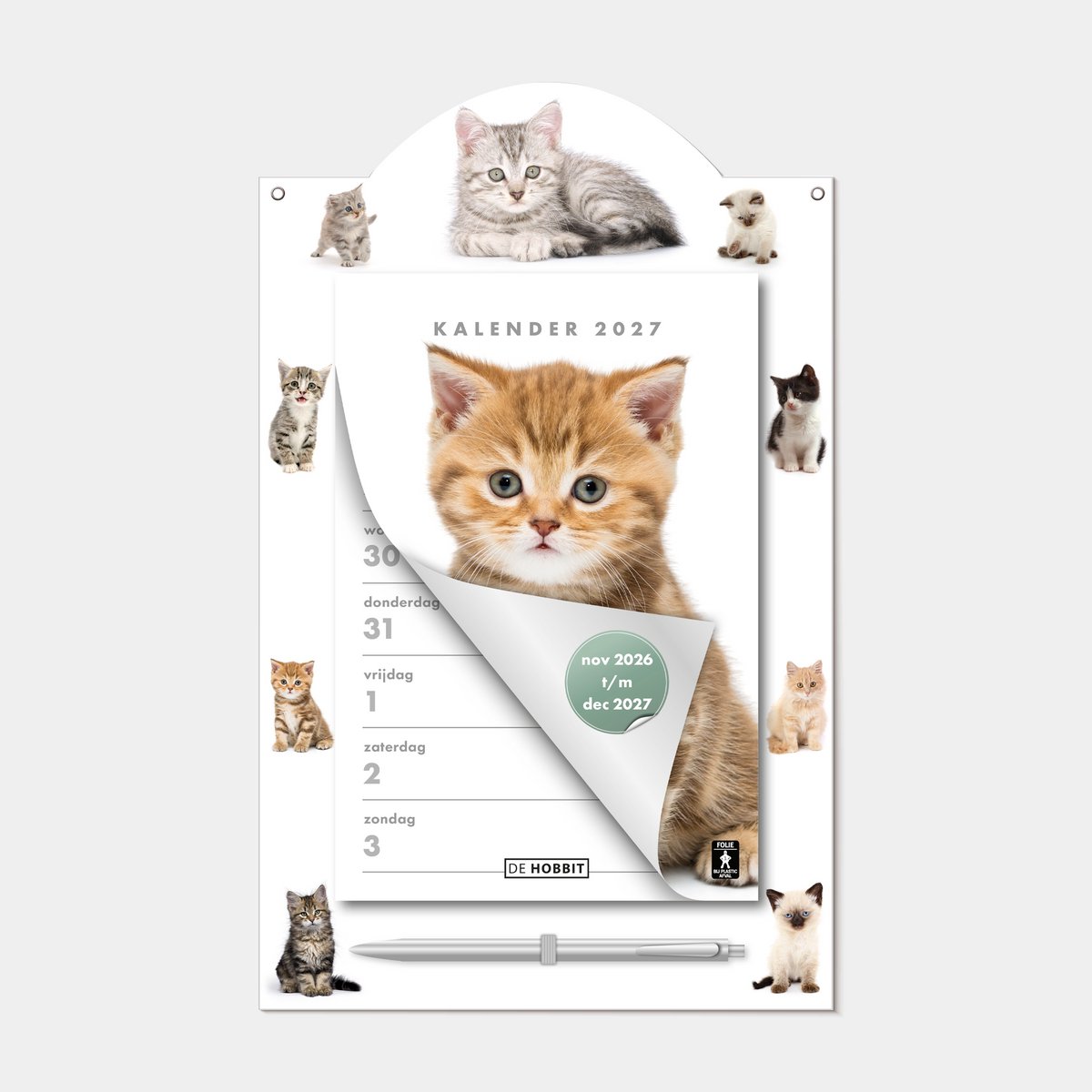Hobbit - Weekscheurkalender 2027 - 1 week op 1 pagina - met pen en ophangkoord - Katten