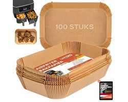 UNBOX Airfryer Bakpapier - Airfryer Accessoires - Bakpapier Airfryer - Airfryer Bakjes voor Ninja Dual Airfryer AF300/AF400 - Bakpapier voor Dubbele Airfryer - Airfryer Bakjes Rechthoekig - 100 stuks
