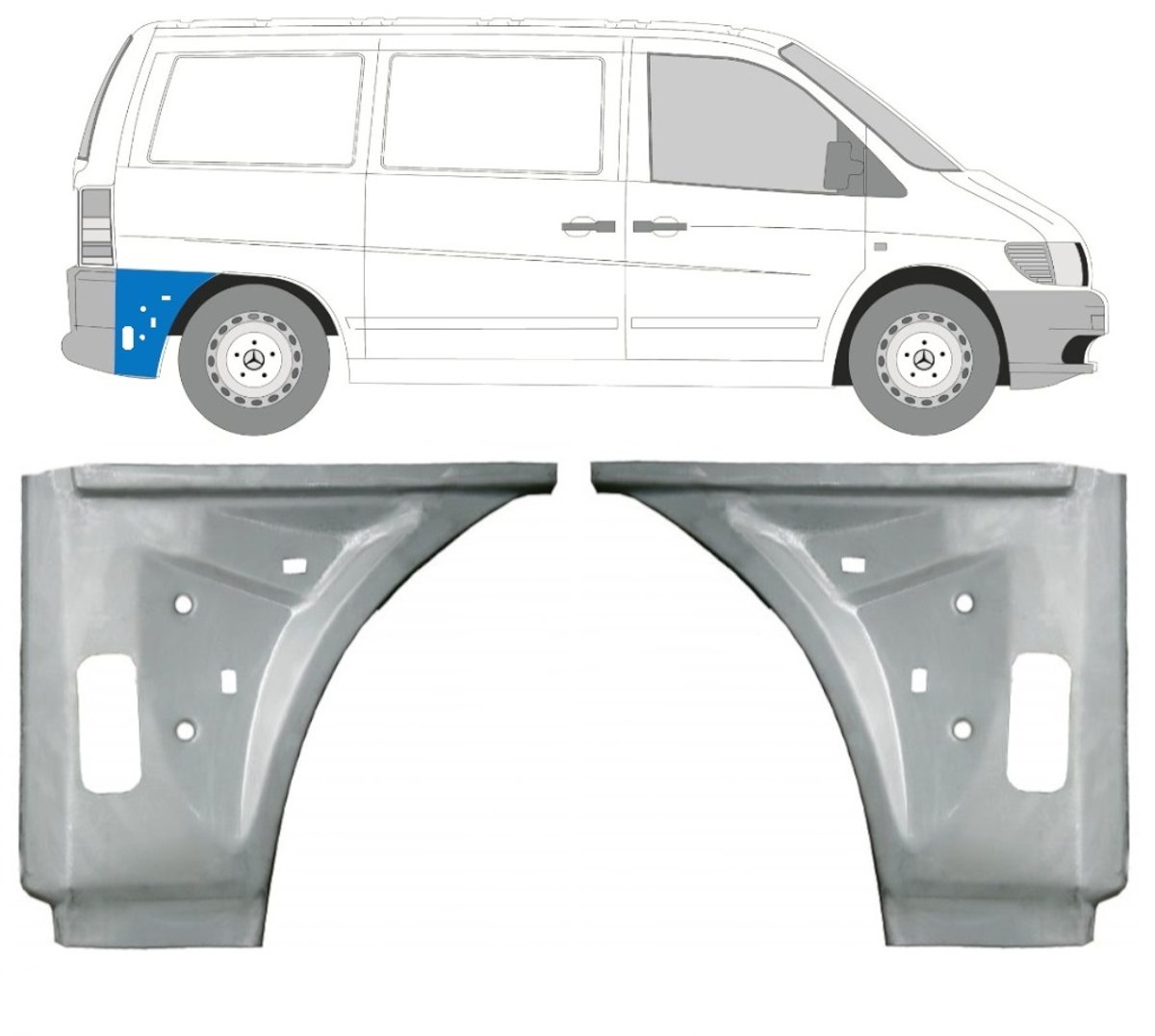 Reparatiepaneel achterspatbord voor Mercedes Vito I W638 1996-2003