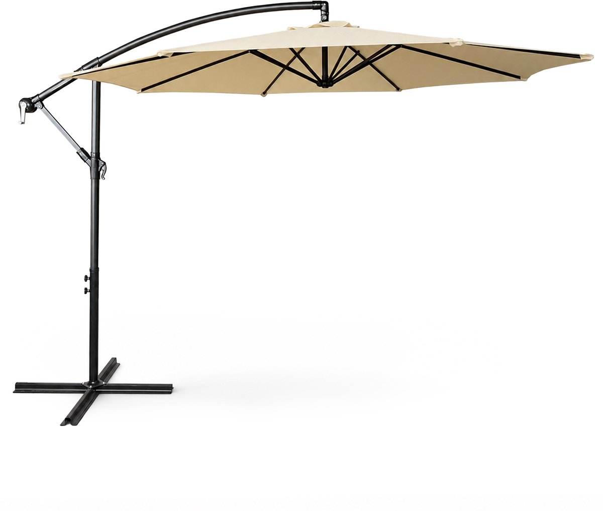 Tuinparasol ASTER / Zweefparasol Met Voet / Verstelbare Hoogte / UV-bescherming, Waterdicht / Beige / 300 x 300 x 45 cm