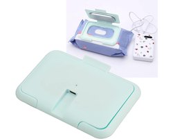 Draagbare Babydoekjes Verwarmer met Constant Temperatuur en Ultra-Dunne USB Dispenser in Lichtblauw voor Gemakkelijk Gebruik en Comfortabele Verzorging