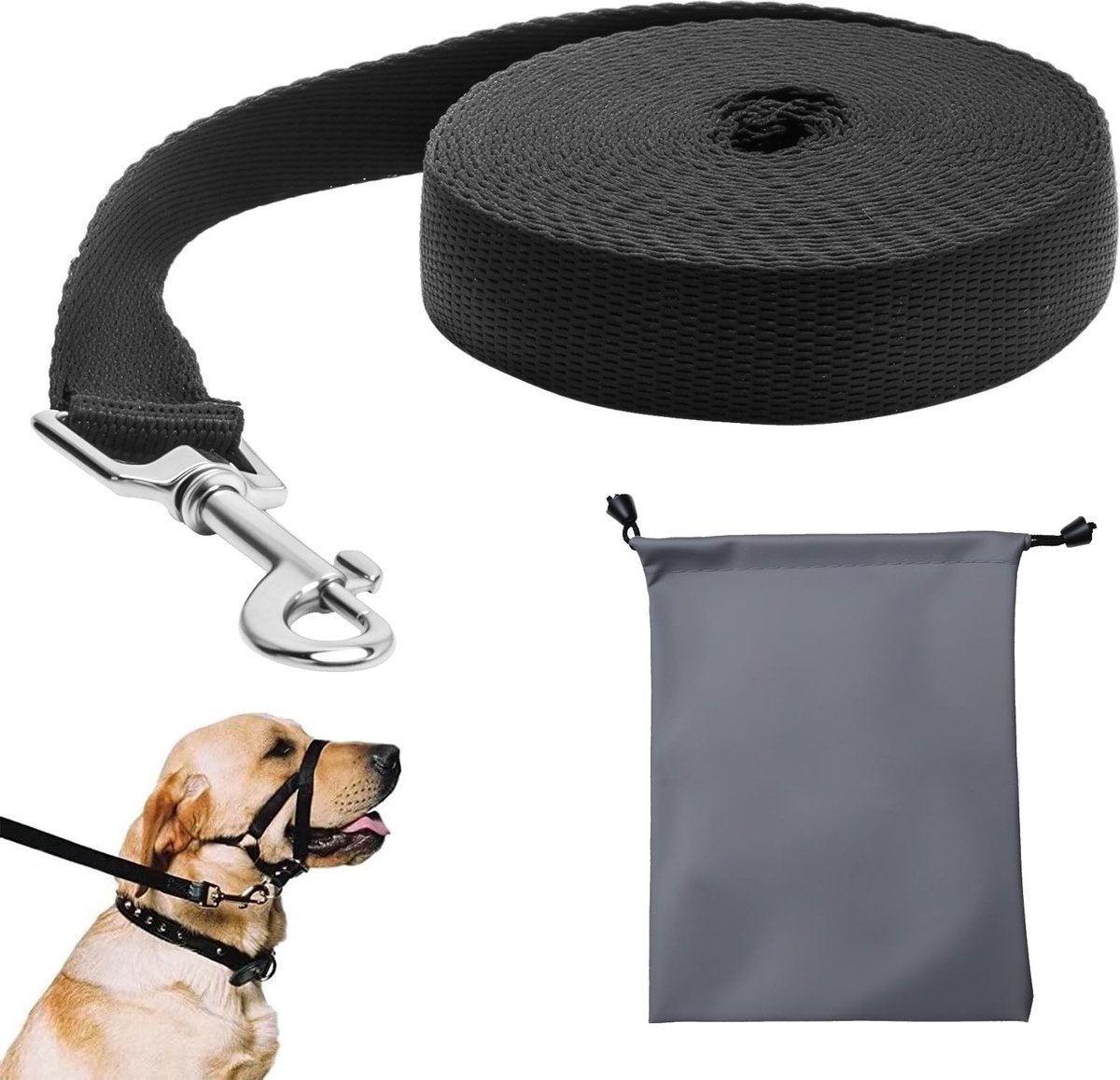 Dailygoods- Hondenriem 4,5 m - Trainingslijn - Sleelijn met karabijnhaak - Antislip - Roestvrij staal - Geschikt voor kleine honden - Hondentouw