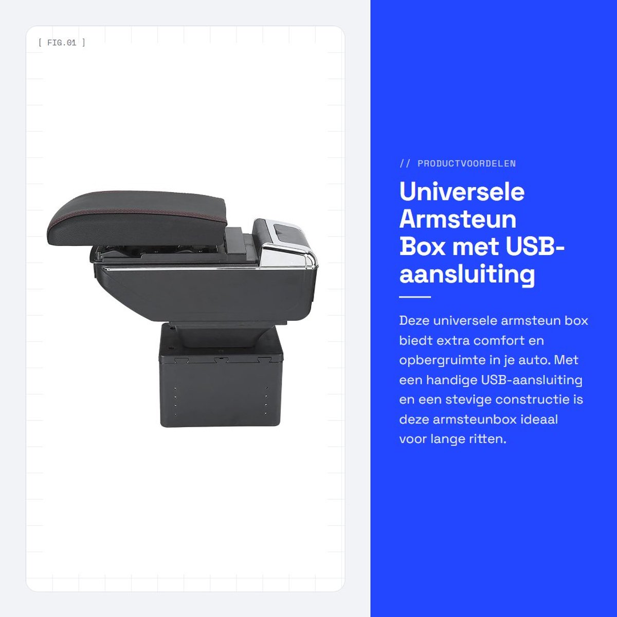 Dailygoods - Universele Armsteun Box met USB-aansluiting voor Auto