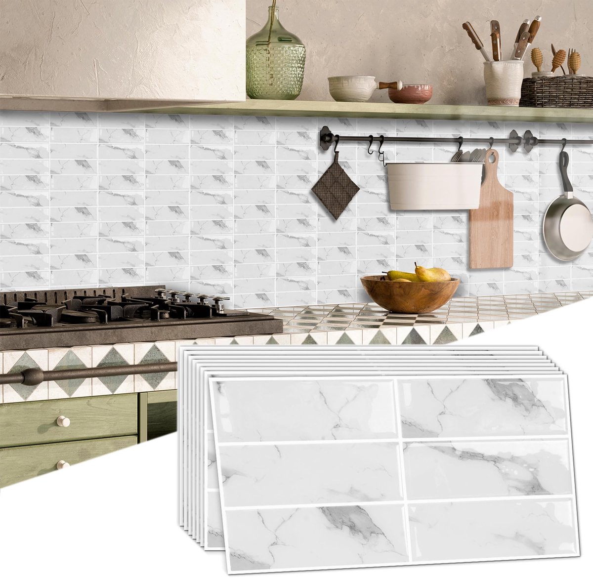 Dailygoods- Tegelstickers 3D - 16 Stuks - Zelfklevend - Hittebestendig - Waterdicht - Decoratie voor Keuken/Badkamer - Duurzaam Vinyl - Muursticker