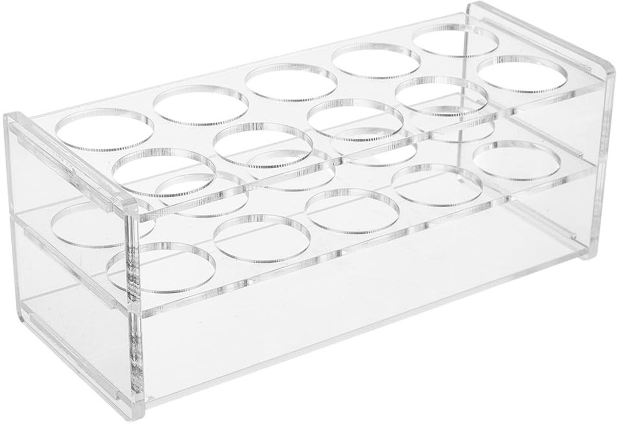 Dailygoods- Testbuisrek 10 Gaten - Helder Acryl - Duurzaam - Hydrocultuurstation - Parfumorganizer - Experimentele Decoratie - 30 mm Binnendiameter - Reageerbuisstandaard