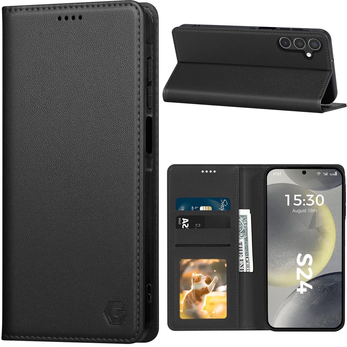 Dailygoods- Hoesje Premium Lederen Flip Wallet Case - Telefoonhoesje - Samsung Galaxy S24 - 360° Bescherming - Magneet Sluiting - Kaartenvakken - Telefoonhoes