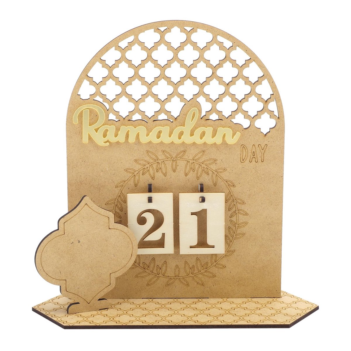 Dailygoods- Ramadan Kalender Houten - Aftelkalender - Creatieve Eid Mubarak - Decoratie - 20x20 cm - Premium Materiaal