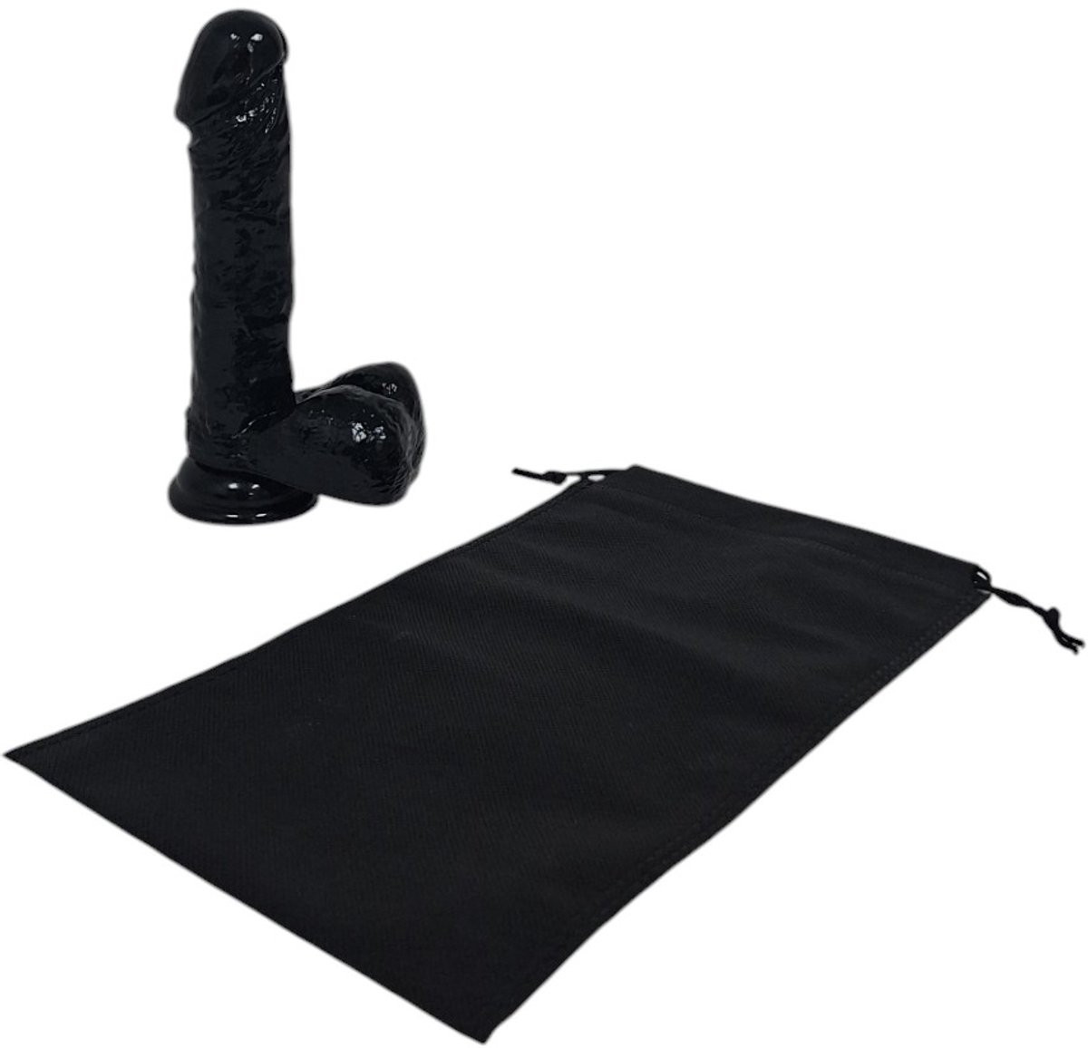 Sensationsdeluxe - Realistische Dildo met balzak - 18 cm - Dildo met zuignap - Zwart -Sex speeltje voor Mannen Anaal - en voor Vrouwen en man - Dildo Zakje