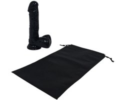 Sensationsdeluxe - Realistische Dildo met balzak - 18 cm - Dildo met zuignap - Zwart -Sex speeltje voor Mannen Anaal - en voor Vrouwen en man - Dildo Zakje