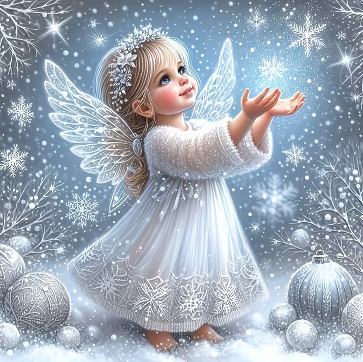 25x25cm Diamond painting kerst engel nr 491