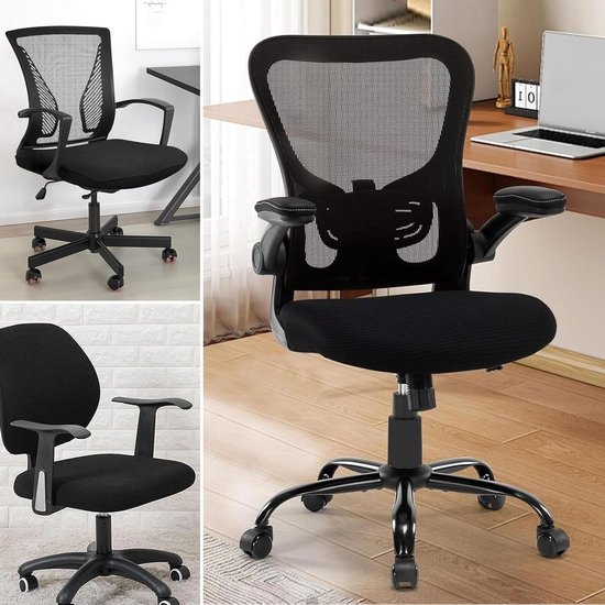 Zwarte Elastische Stoelhoes voor Kantoorstoelen - Wasbare en Verstelbare Bescherming voor Computerstoelen en Armleuningen — afbeelding 5