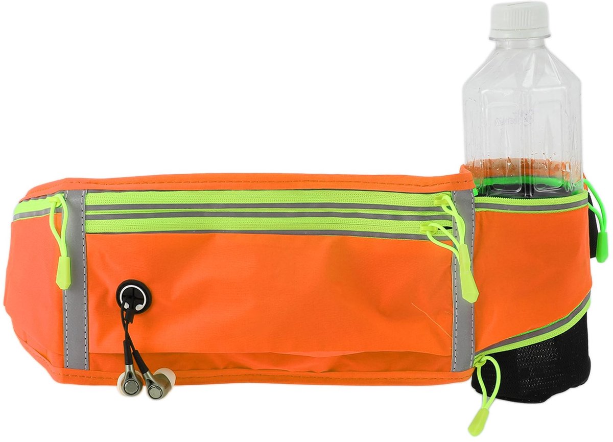 Dailygoods- Sporttas Waterdicht - Verstelbare Heupriem - Flessenhouder - Reflecterende Strepen - Duurzaam - Geschikt voor Hardlopen/Fitness - Heuptas