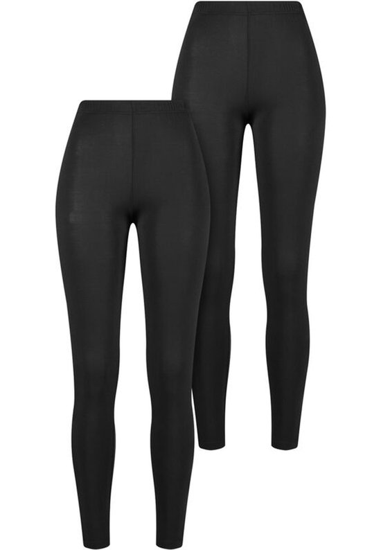Urban Classics - Lot de 2 leggings en Bamboo - M - Zwart/ Zwart