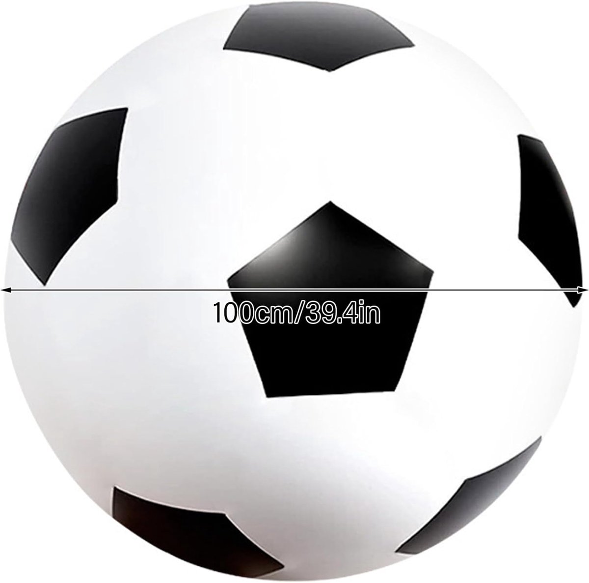 VHV - Voetbal - Opblaasbare bal - Strandbal - XXL Voetbal - Grote speelbal - Met handpomp - Voor buiten en strand - 100 cm - Zwart-wit — cadeau in Spellen & Speelgoed - foto 2