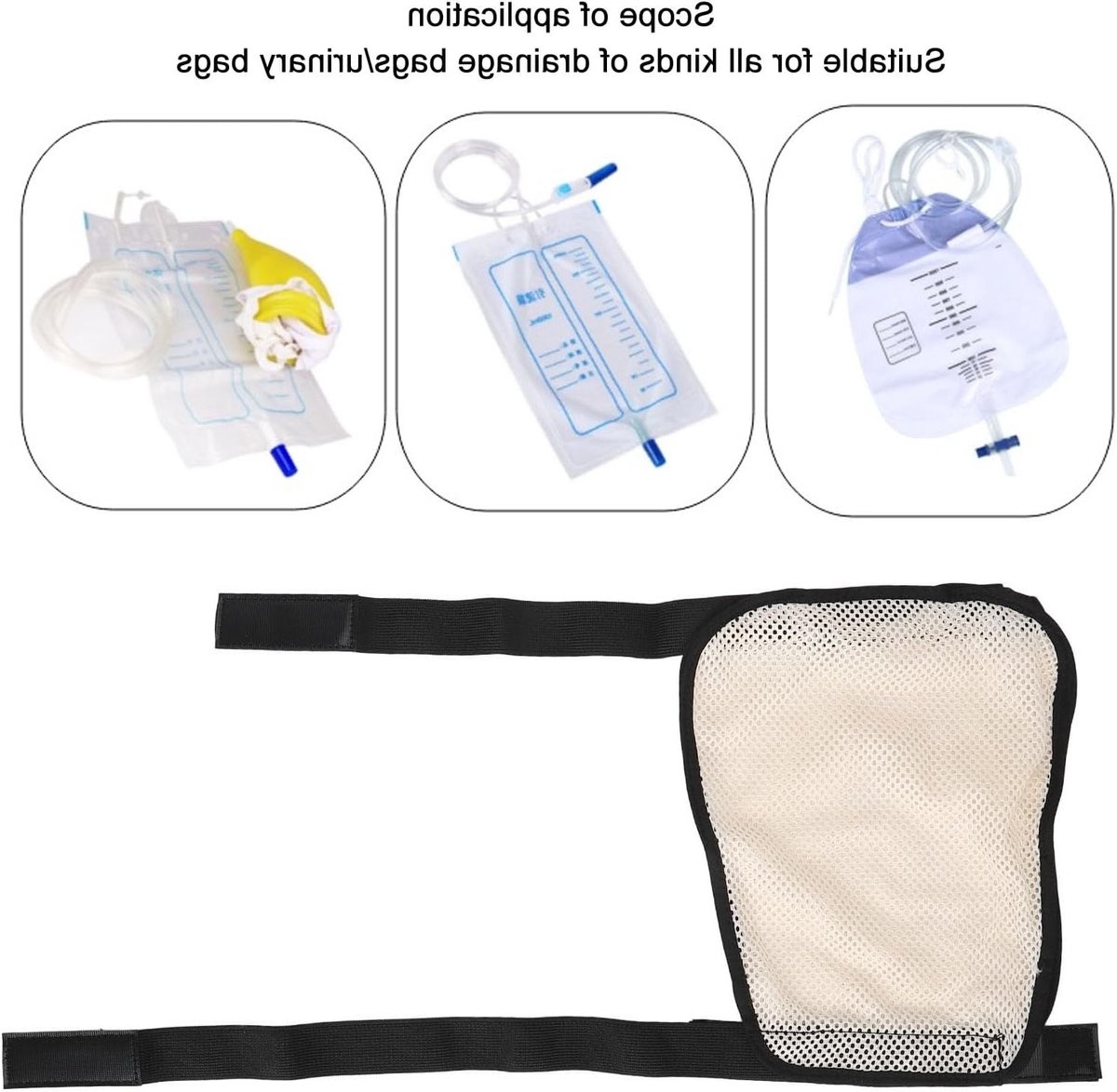 Houder voor Urine Drainagezak, Ademend Mesh Ontwerp, Grote Capaciteit, Geschikt voor Nephrostomie en Ostomie, Comfortabele Bevestiging met Elastische Band