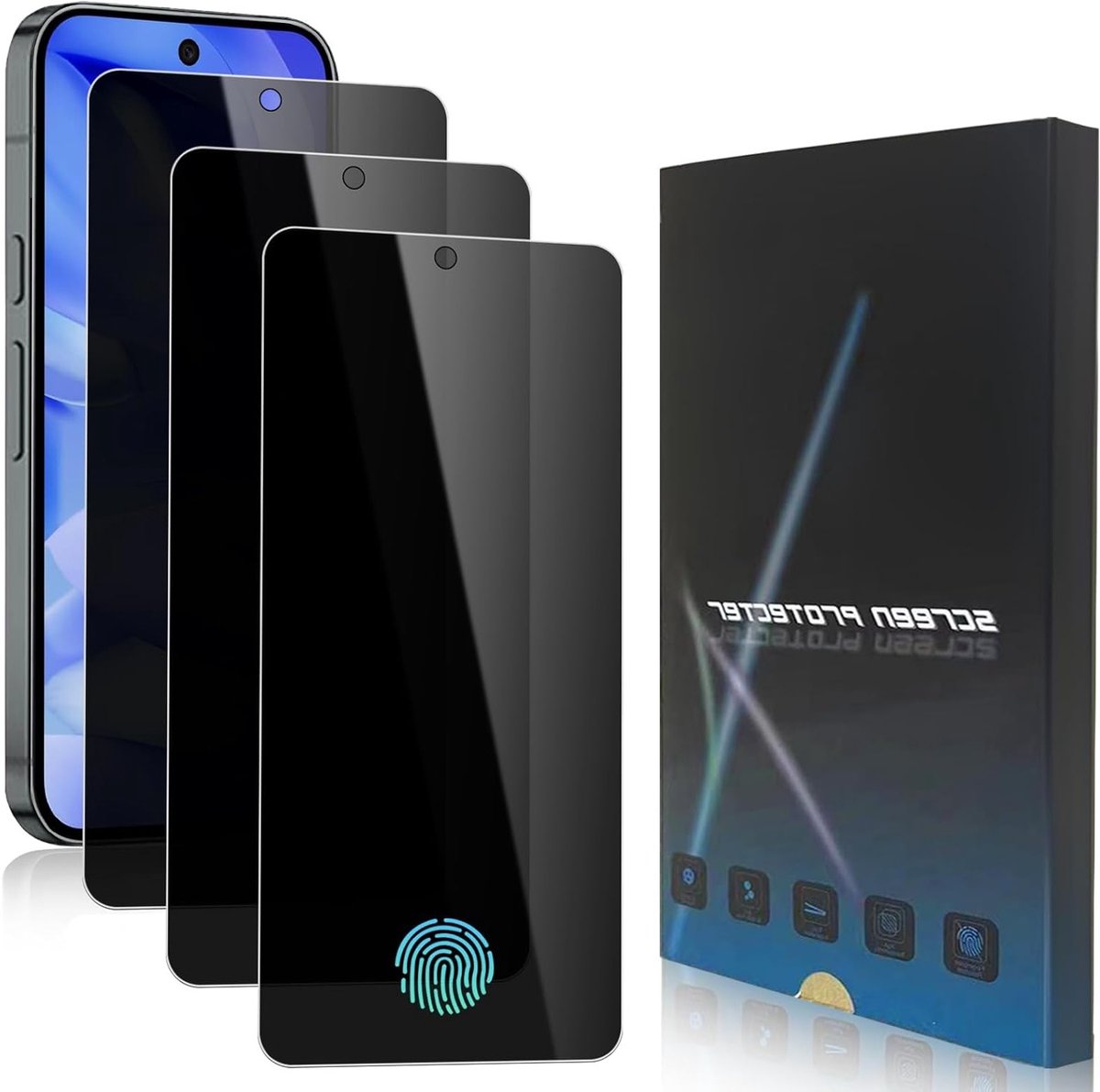 Privacy Screen Film voor Google Pixel 9A - 3 Stuks, 9Ah Hardheid, Anti-Spy, Tempered Glass, Vingerafdrukbestendig, Bubbelsvrij en Schermbescherming