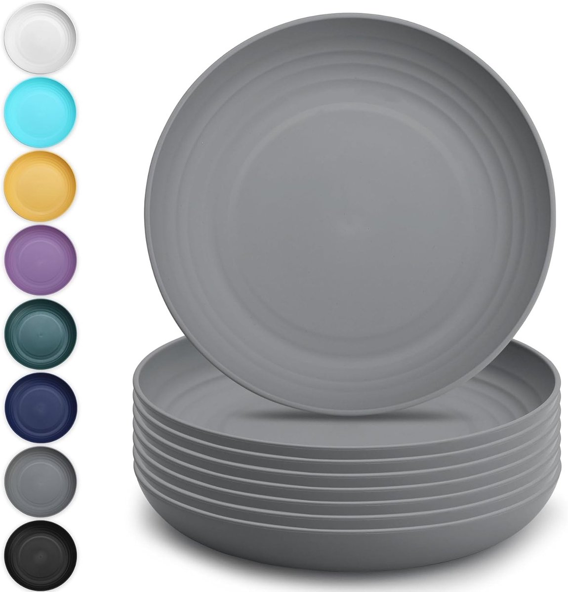 Grote Diepe Plastic Borden Set van 8 Stuks, 23 cm, Breukbestendig en Herbruikbaar, Geschikt voor Magnetron en Ideaal voor Pasta en Dumplings