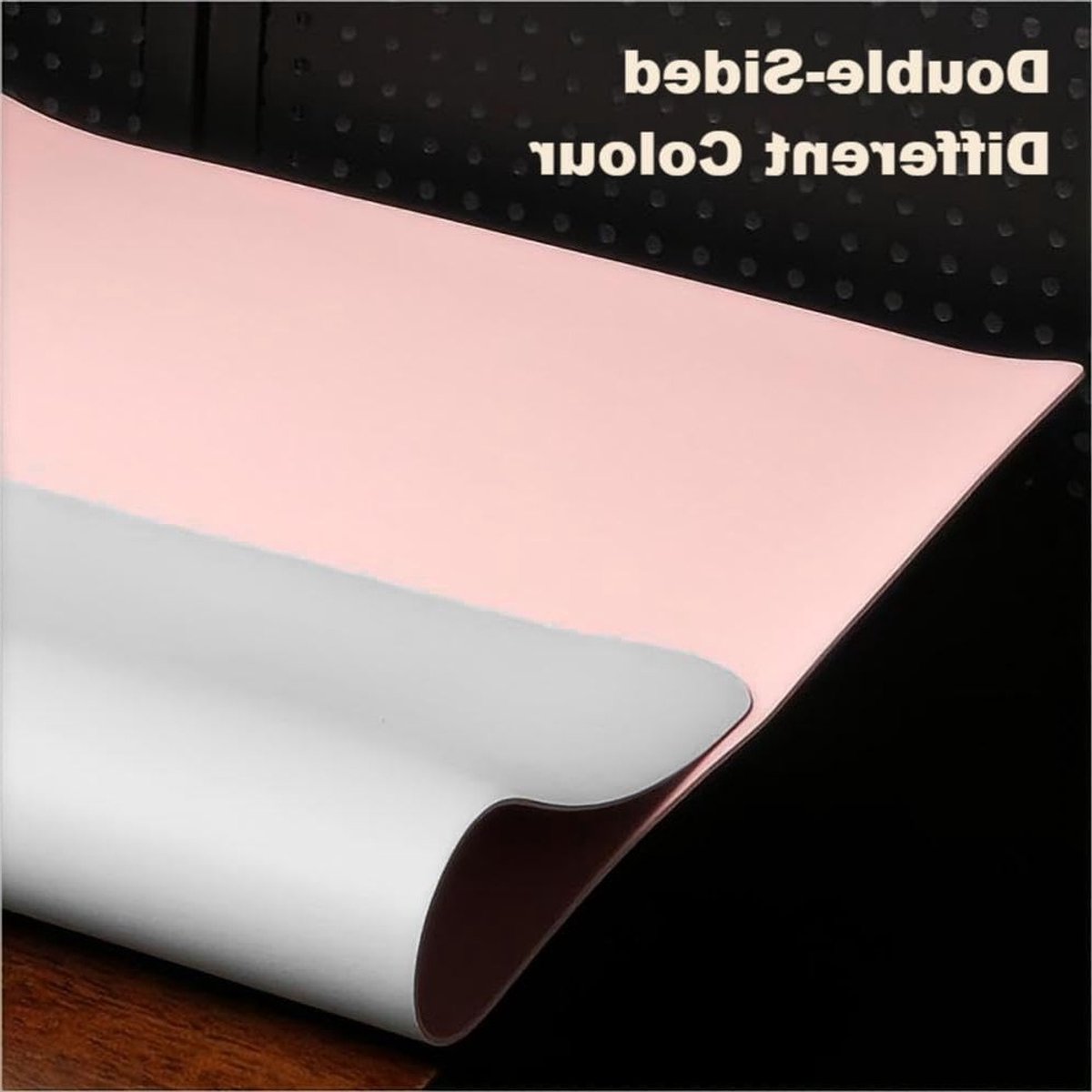 Grote Dubbelzijdige Bureau Mat van PU Leer, 90 x 40 cm, Waterdicht en Vuilafstotend, Ideaal voor Kantoor en Thuis, Roze en Lichtgrijs
