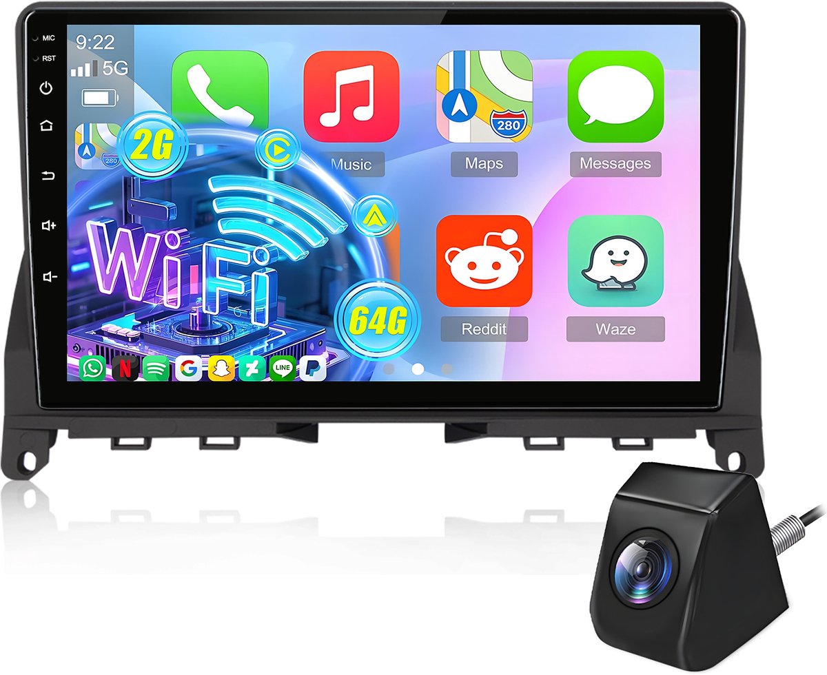 Cestovet Autoradio - Geschikt Voor Mercedes Benz C-Klasse W204 S204 - Draadloos Apple Carplay & Android Auto - Android 15 - 2+64GB - navigatiesysteem - Bluetooth USB FM RDS - Achteruitrijcamera