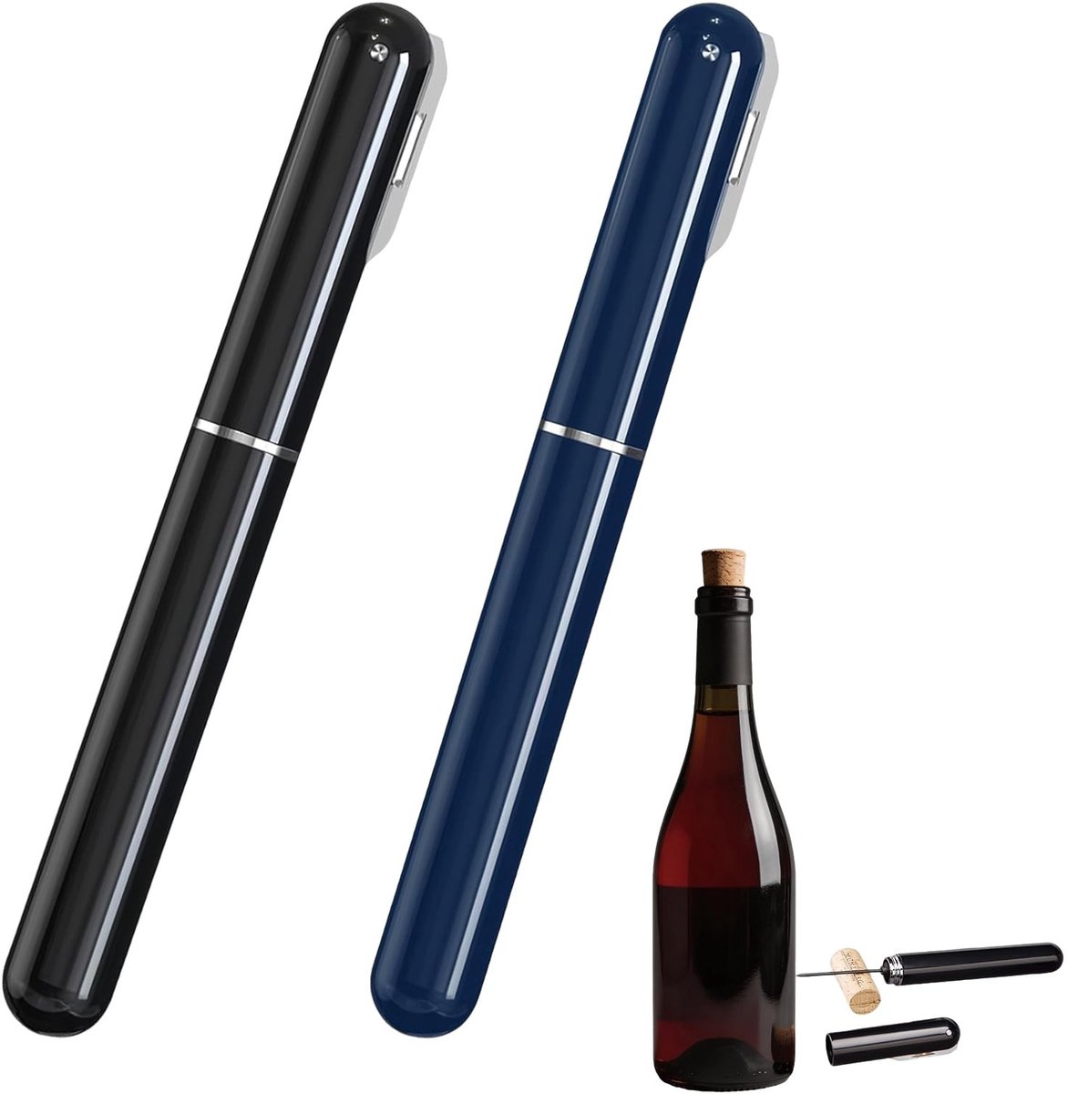 Dailygoods- Luchtpompstopper 2-in-1 - Kurkentrekker - Aluminium Snijder - Elegant Uiterlijk - Gemakkelijk Mee Te Nemen - Voor Thuis/Restaurant - Flesopener