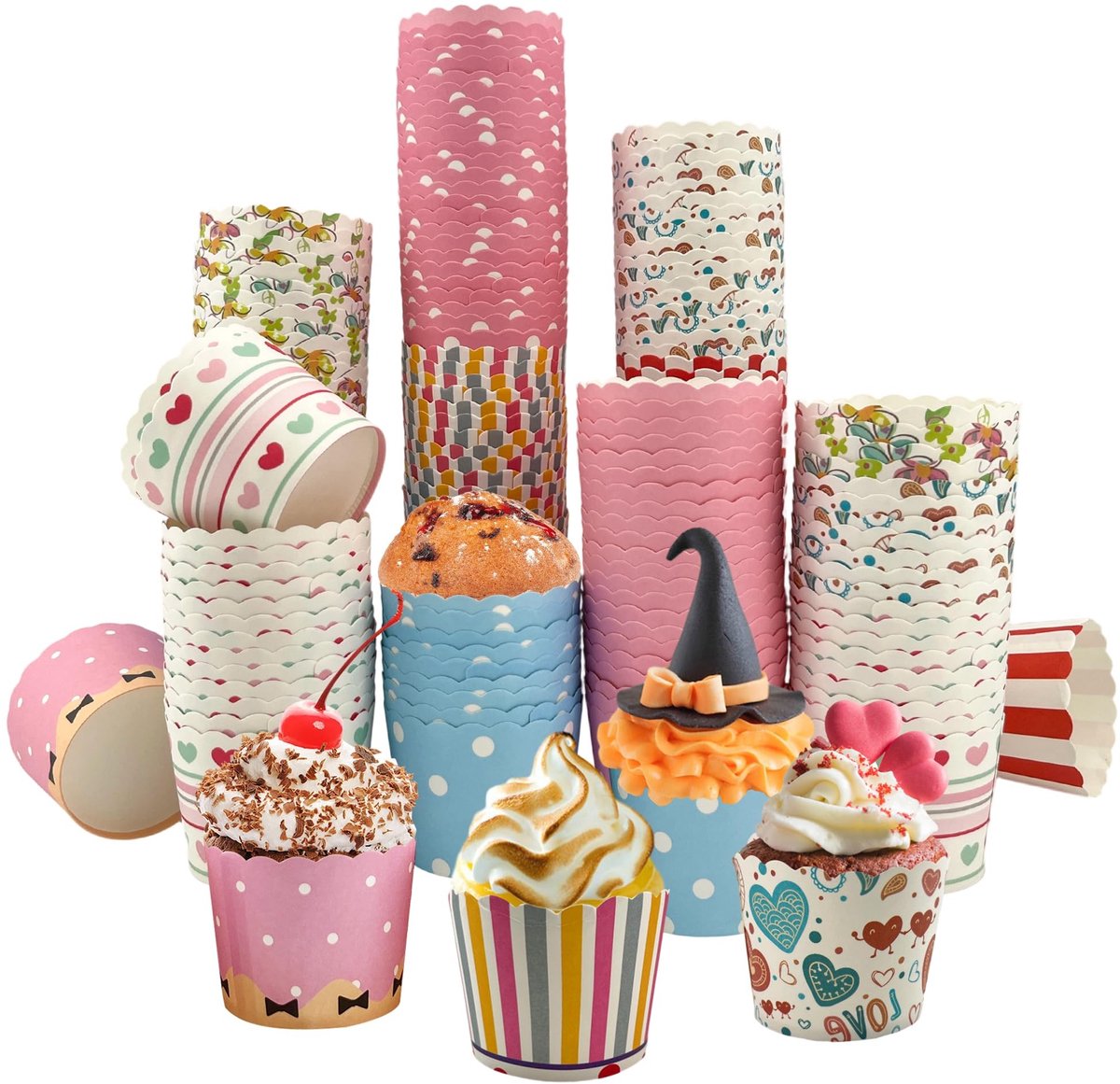Dailygoods- Muffinvormpjes Papier 200 Stuks - Cupcake Vormpjes - Mini Muffins - Candy Bar Accessoire - IJs Dessert - Schokbestendig - Cupcakevormpjes