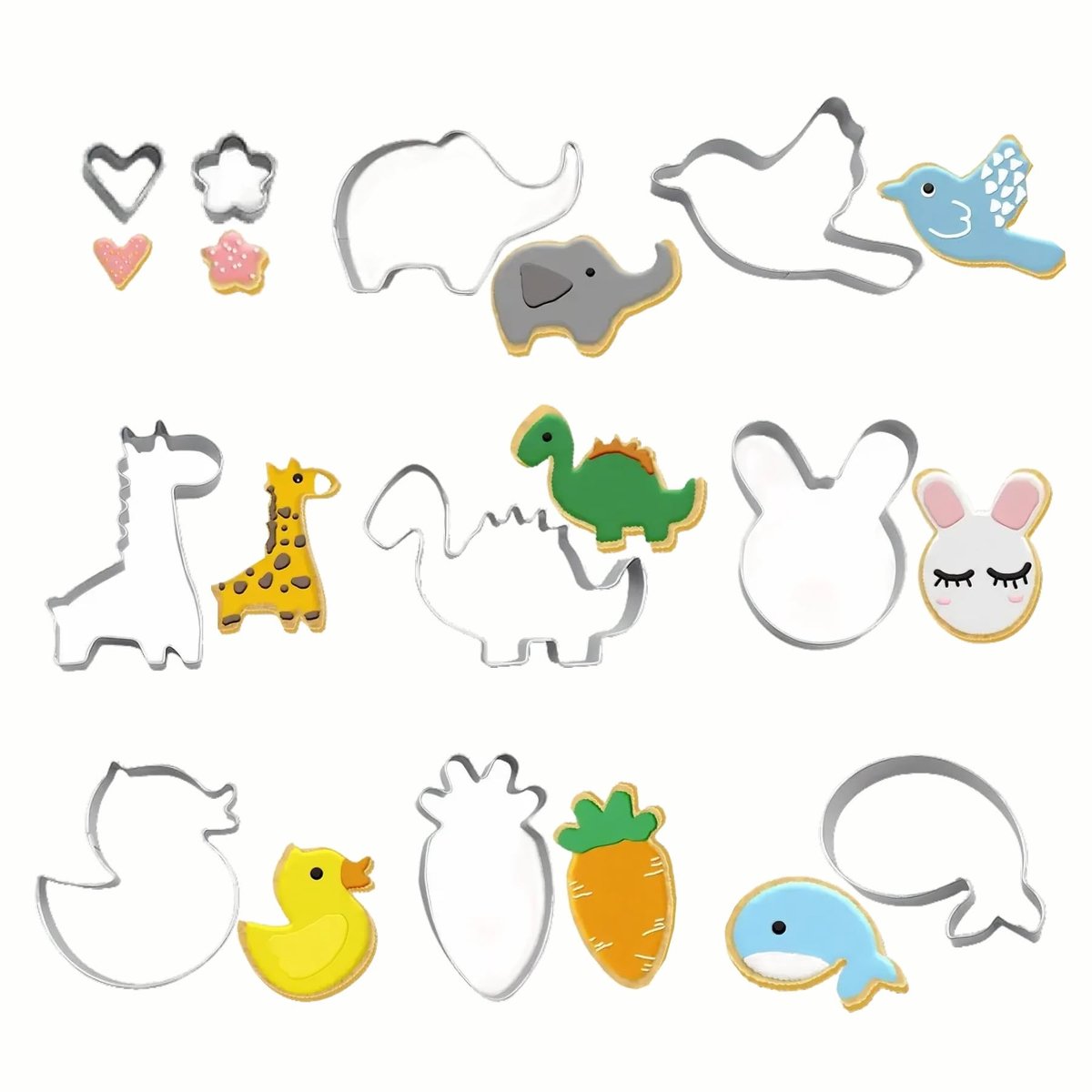 Dailygoods - 10 stuks dierenkoekjes snijvormen voedselstaal kwaliteit kinderhandwerk ouder-kind interactie brood uitsteekvormen voor kinderen koekjessnijders zilver koekjessnijders uitsteekvormen