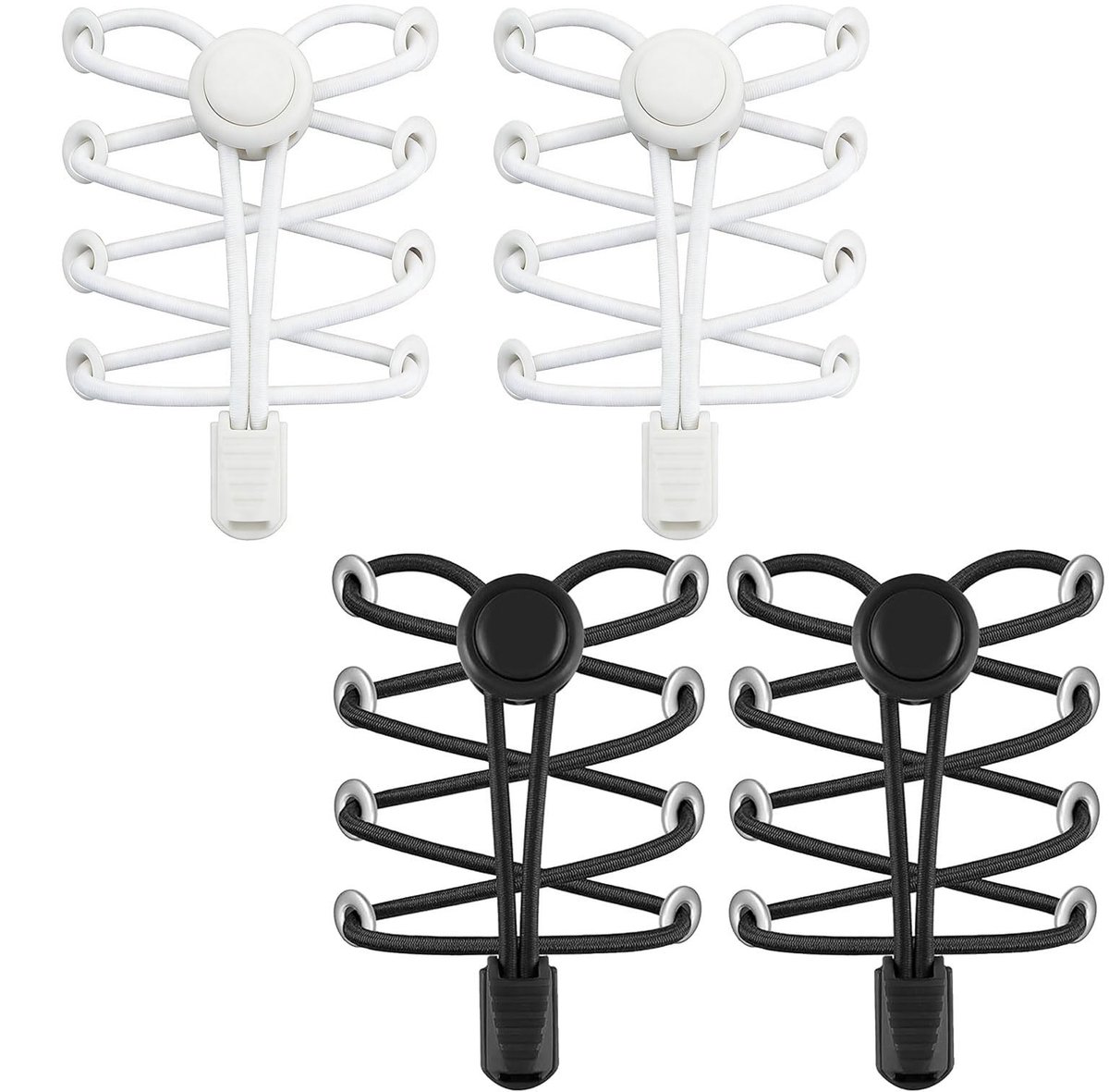 Dailygoods - Elastische veters met snelsluiting, veters zonder strikken, snelsluitsysteem voor kinderen, volwassenen en sporters voor comfort