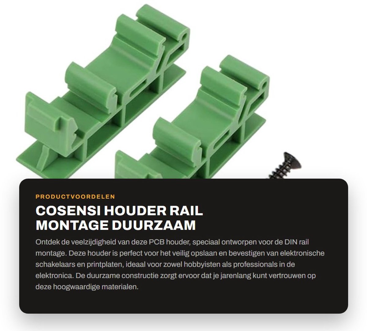 Dailygoods - Houder - Rail montage - Duurzaam en eenvoudig te installeren - Groen - Universele adapters - Beveiliging van elektronische schakelingen