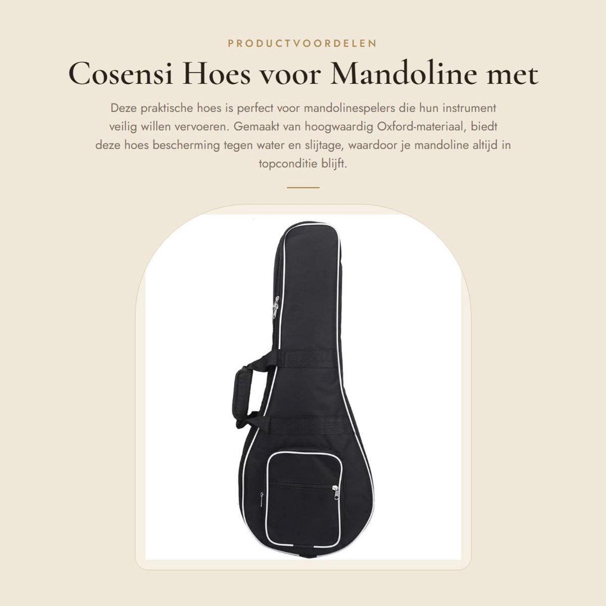 Dailygoods- Hoes voor Mandoline - Waterdicht Oxford-Materiaal - Groot Zijvak - Verstelbare Schouderriem - Duurzaam - Comfortabele Polsband - Instrumententas
