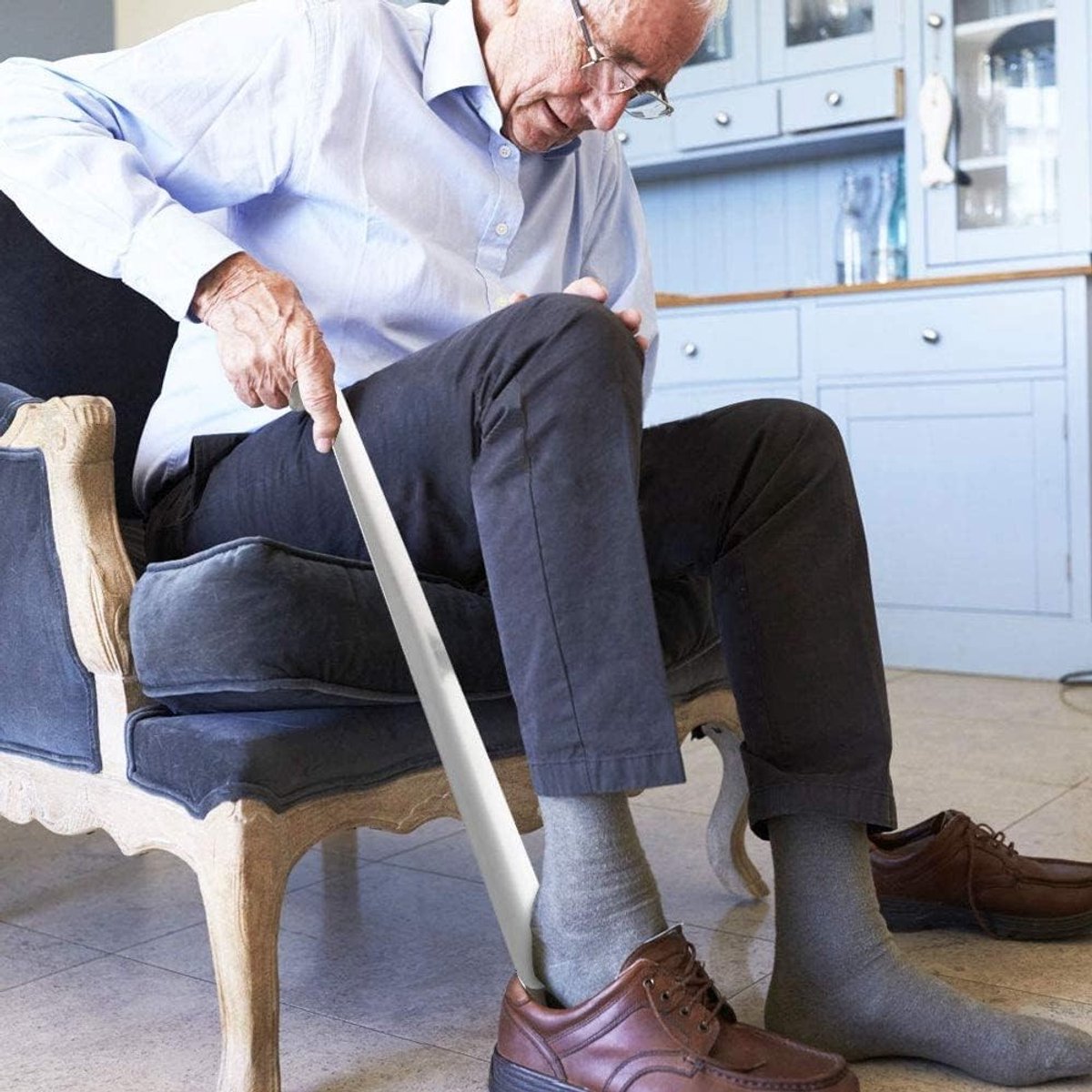 Lange RVS Schoenlepel van 42 cm | Ergonomisch ontwerp voor gemakkelijk gebruik | Ideaal voor staand gebruik en rugvriendelijk