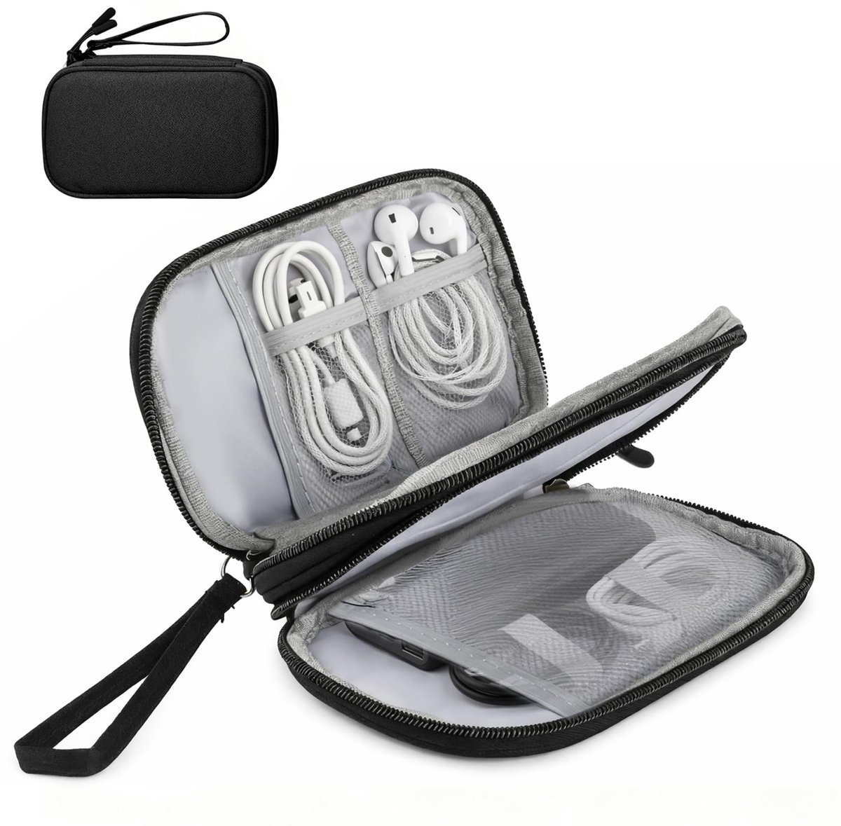 Solidchoice - Kabeltas, organizer, draagbare kabelorganizer, elektronica-kabeltas, kabelorganizer voor mobiele telefoon, oplaadkabel, powerbank, oplader, handbagage, rugzak, reisbenodigdheden