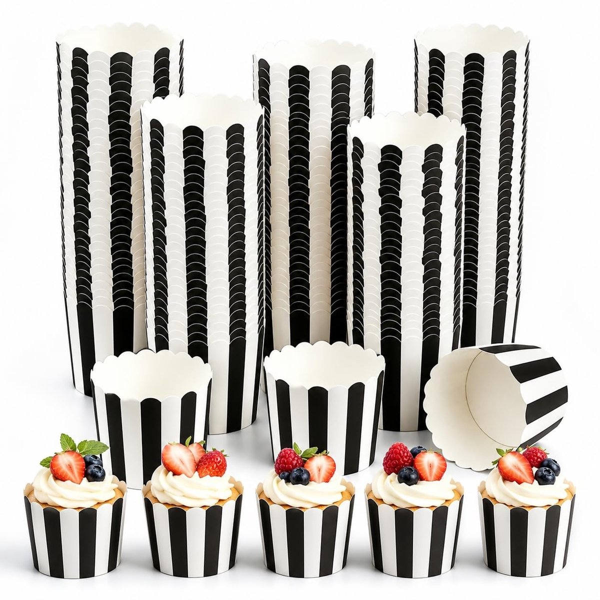 Solidchoice- Muffinvormpjes 160 Stuks - Papieren Vormpjes - Cupcakevormen - Mini-Muffins - Kleurrijk - Stabiel voor Taarten - Cupcakevormpjes