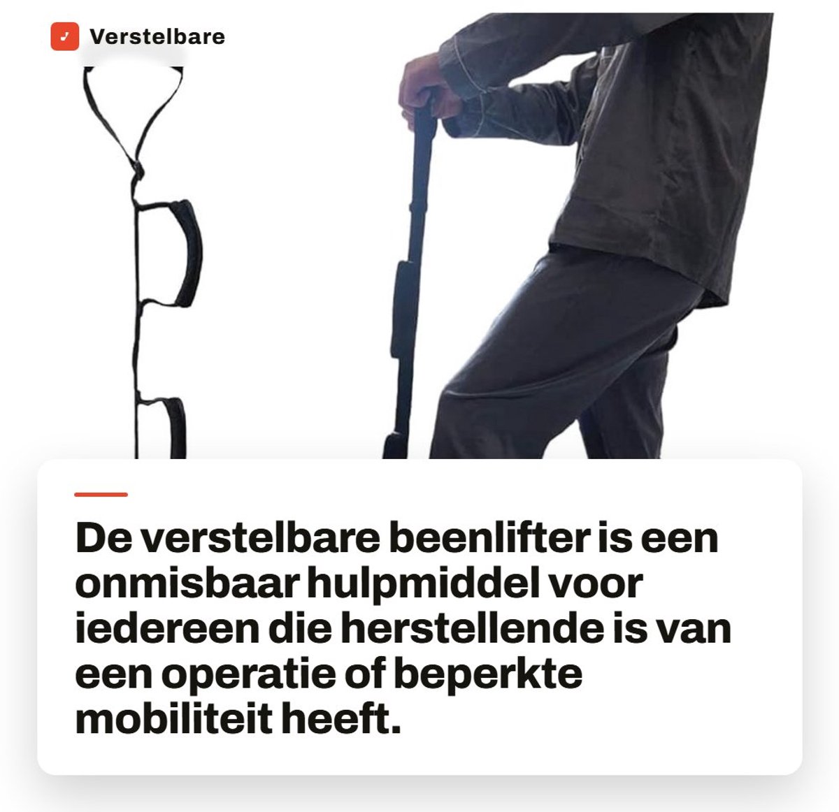 Solidchoice- Beenlifter Verstelbaar 35-44 inch - Gevoerde Handgreep - Multi-loop Hefgordel - Hulpmiddel voor Mobiliteit - Ondersteuning na Operatie - Zachte Voetonderlegger