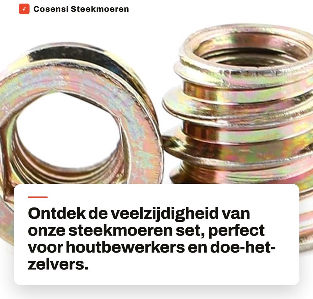 Dailygoods- Zeskant Moeren - Pakket van 20 Stuks - M6/M8/M10 - Zinklegering - Steekmoeren - Buitendraad - Voorgeboord Gat