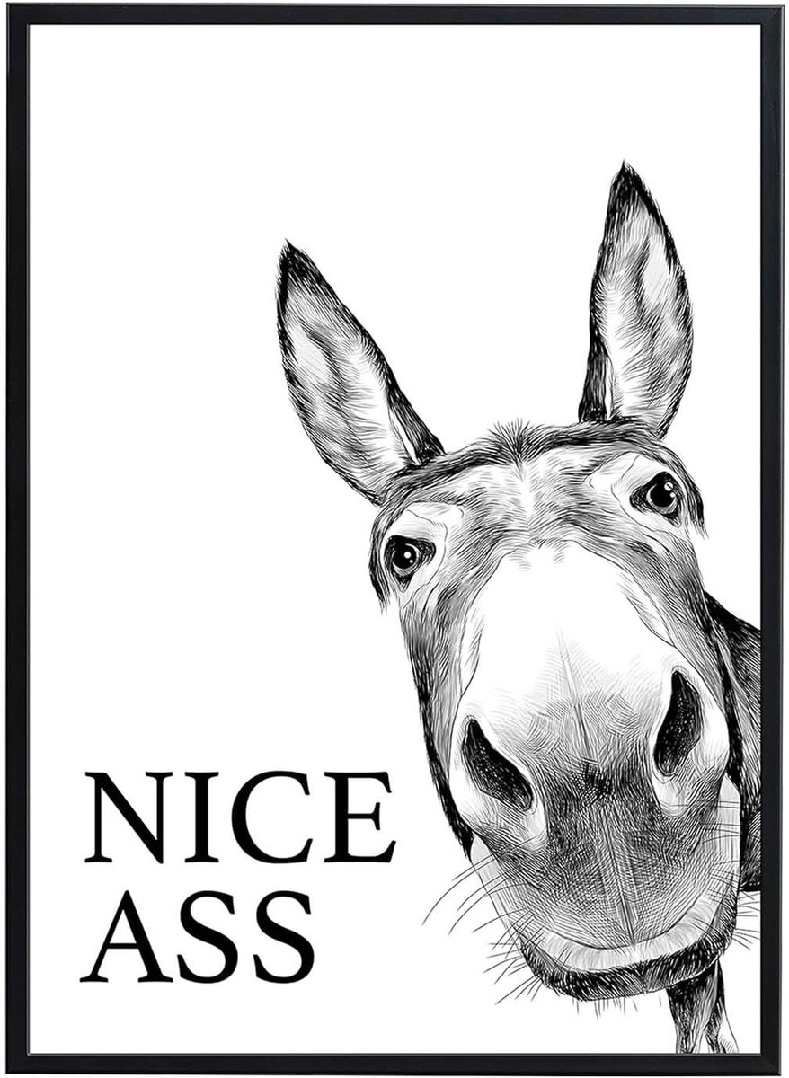 Solidchoice- Poster zwart-wit - Wanddecoratie badkamer - Humoristisch kunstwerk - Hoogwaardige afdruk - Geschikt voor A4 lijst - Vervaagbestendig