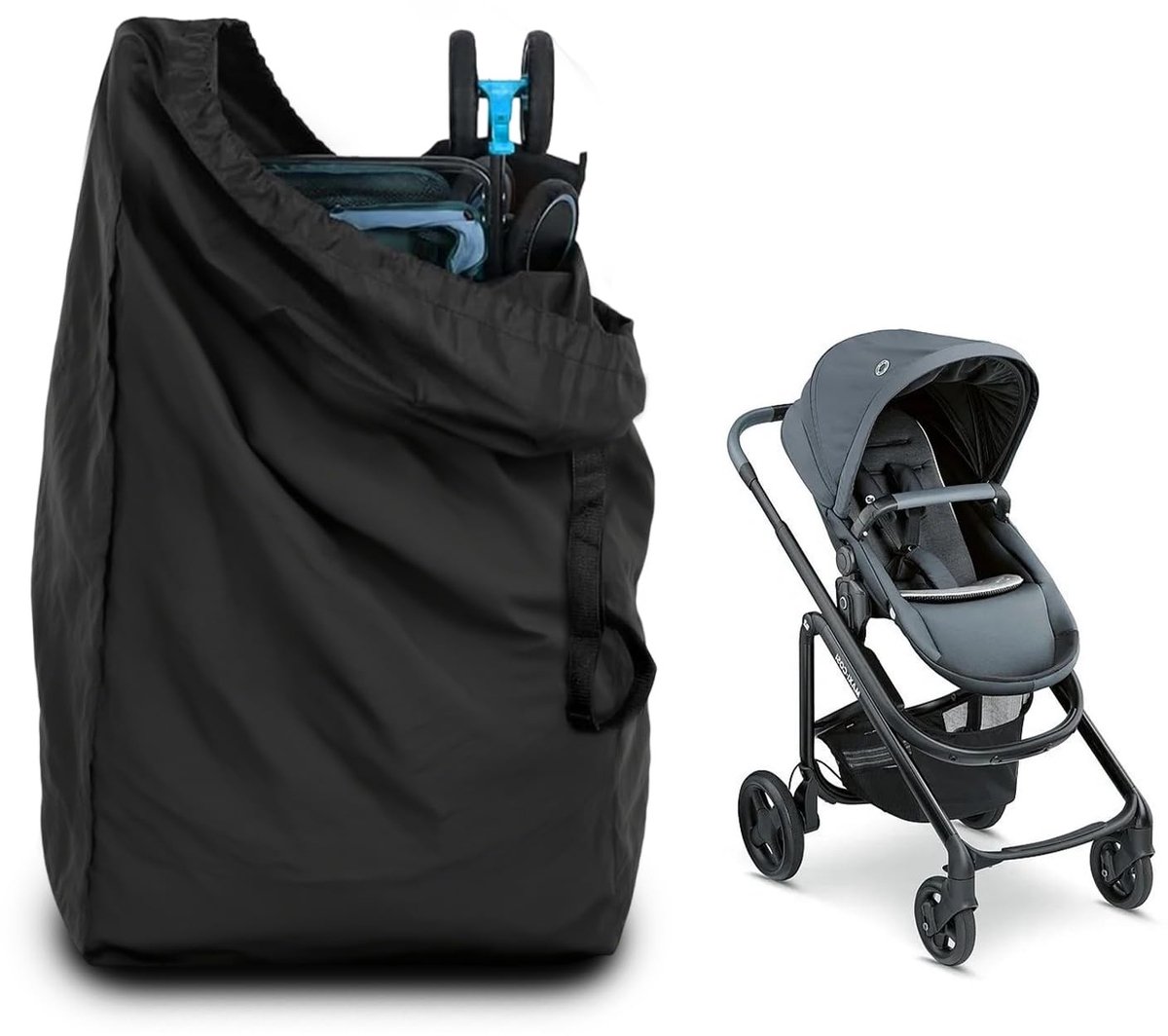 Solidchoice- Transporttas Zwart - Transporttas Buggy - Transporttas Kinderwagen - Reisbeschermhoes - Oxford-stof - 114 x 39 cm - Buggytas