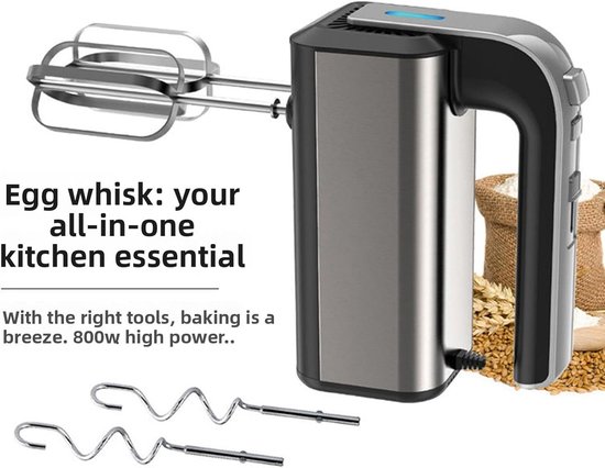 Handmixer - Keukenmixer - Bakken - Instelbare snelheden - 21 cm diep - Zwart — afbeelding 4