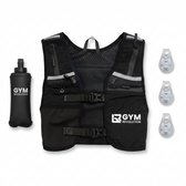 Gym Revolution - Gilet de course avec éclairage et gourde - Gilet de course réfléchissant avec support de téléphone - 3 lampes LED - Ultra léger - Noir - Taille unique