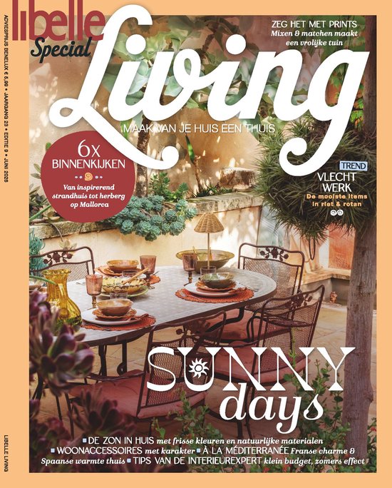 Libelle Special Living: Zeg het met prints, mixen & matchen maakt een vrolijke tuin. 6x binnenkijken, van strandhuis tot Mallorca.