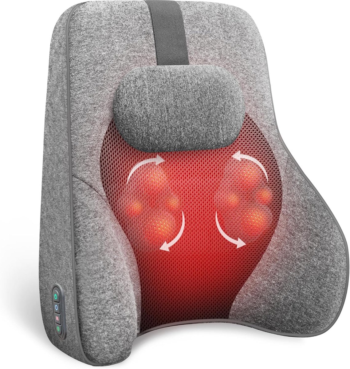 COMFIER Massagekussen voor Nek en Rug -Rug Massageapparaat - Nekmassage Apparaat-Shiatsu Massagekussen met Warmte Functie - Memory Foam
