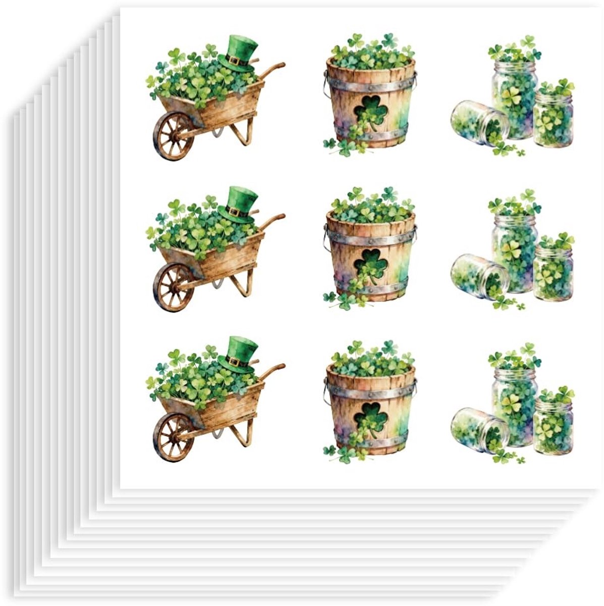 Dailygoods- Stickers Groene Klavers - Zelfklevend - Decoratieve Stickers - 20 Vellen - Waterdicht - Geschikt voor Scrapbooking - Goede Hechting - Decoratiestickers
