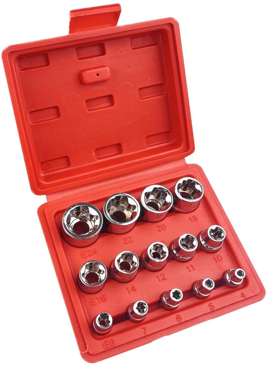 Dailygoods- Dopsleutelset 14-delig - Dopsleutel - Gereedschap - Handgereedschap - Mechanisch - 1 stuk - Steeksleutelset